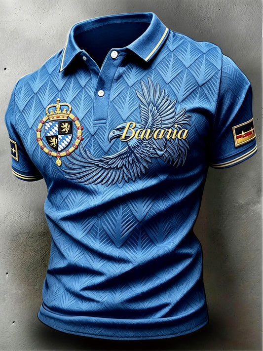 Herren blaues deutsches bayerisches Adler-Print-lässiges Polos hirt