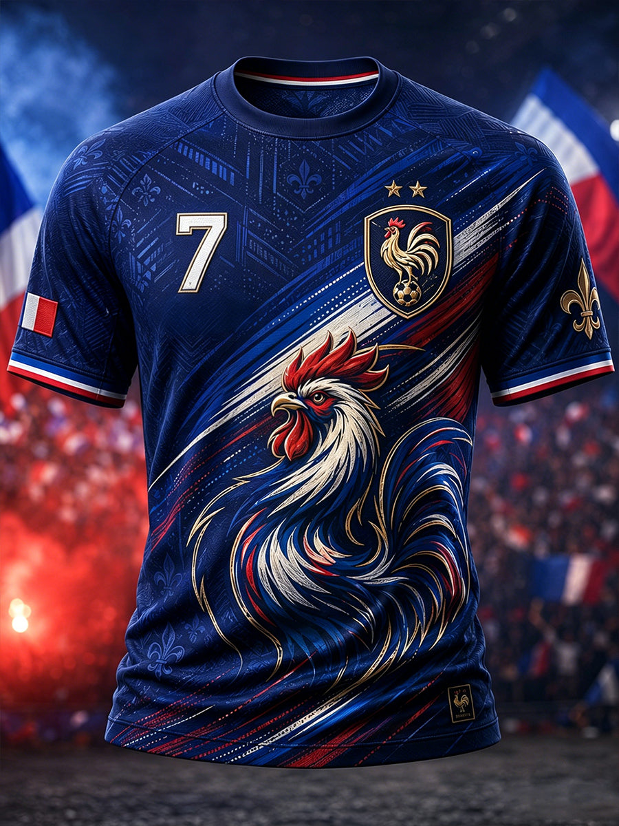 Herren-Frankreich-Fußball-T-Shirt mit kurzen Ärmeln