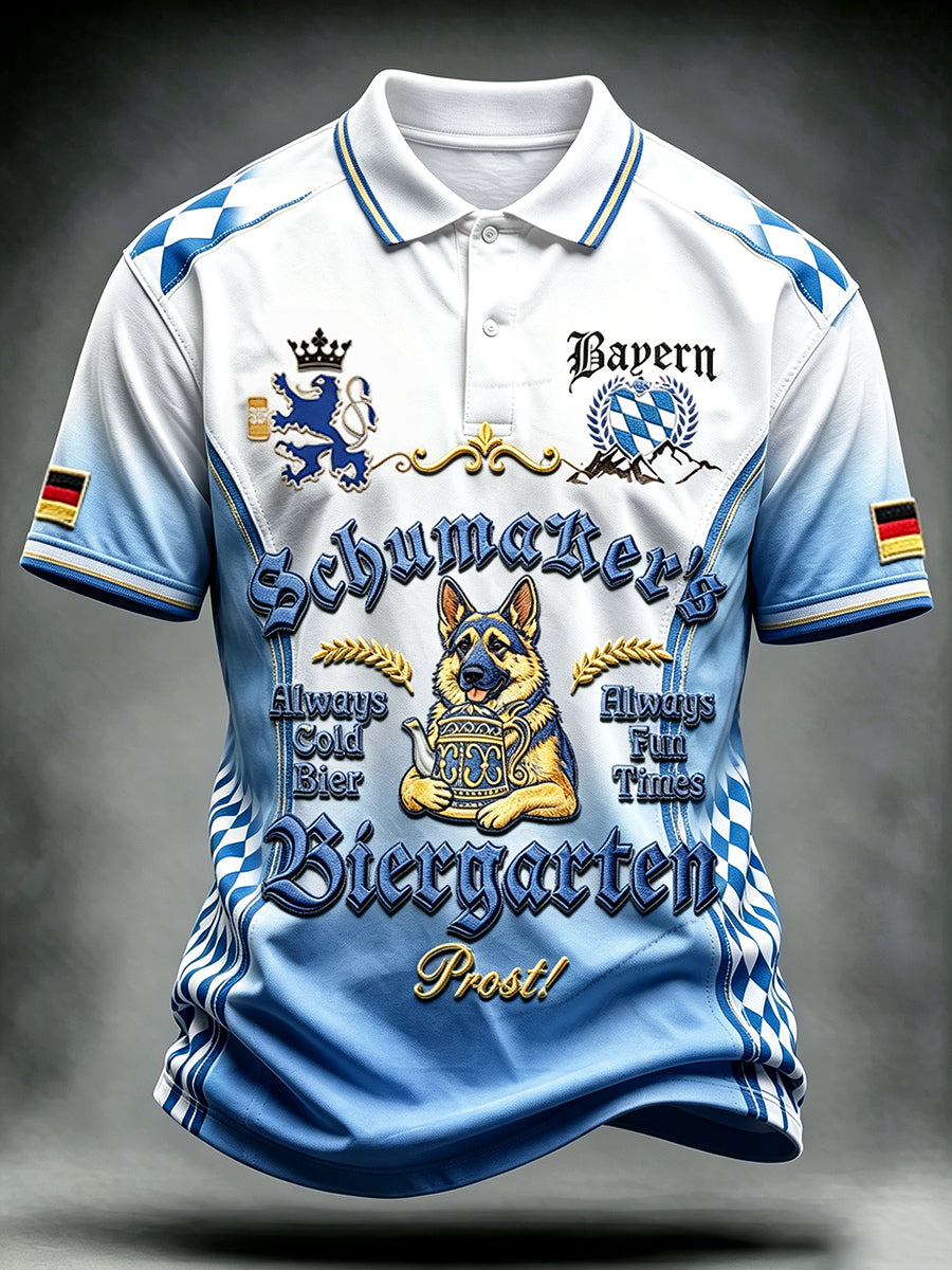 Herren Deutsches bayerisches Hunde-Gradienten-Print-lässiges Polos hirt