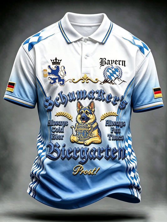 Herren Deutsches bayerisches Hunde-Gradienten-Print-lässiges Polos hirt