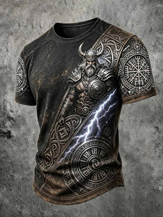 Herren Retro Viking Berserker Print T-Shirt