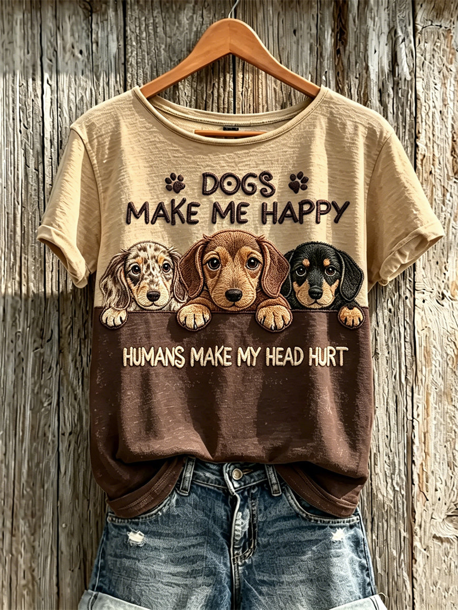 Frauen Peeking Dackel Hunde machen mich glücklich Menschen lassen meinen Kopf weh tun kurzärmliges T-Shirt