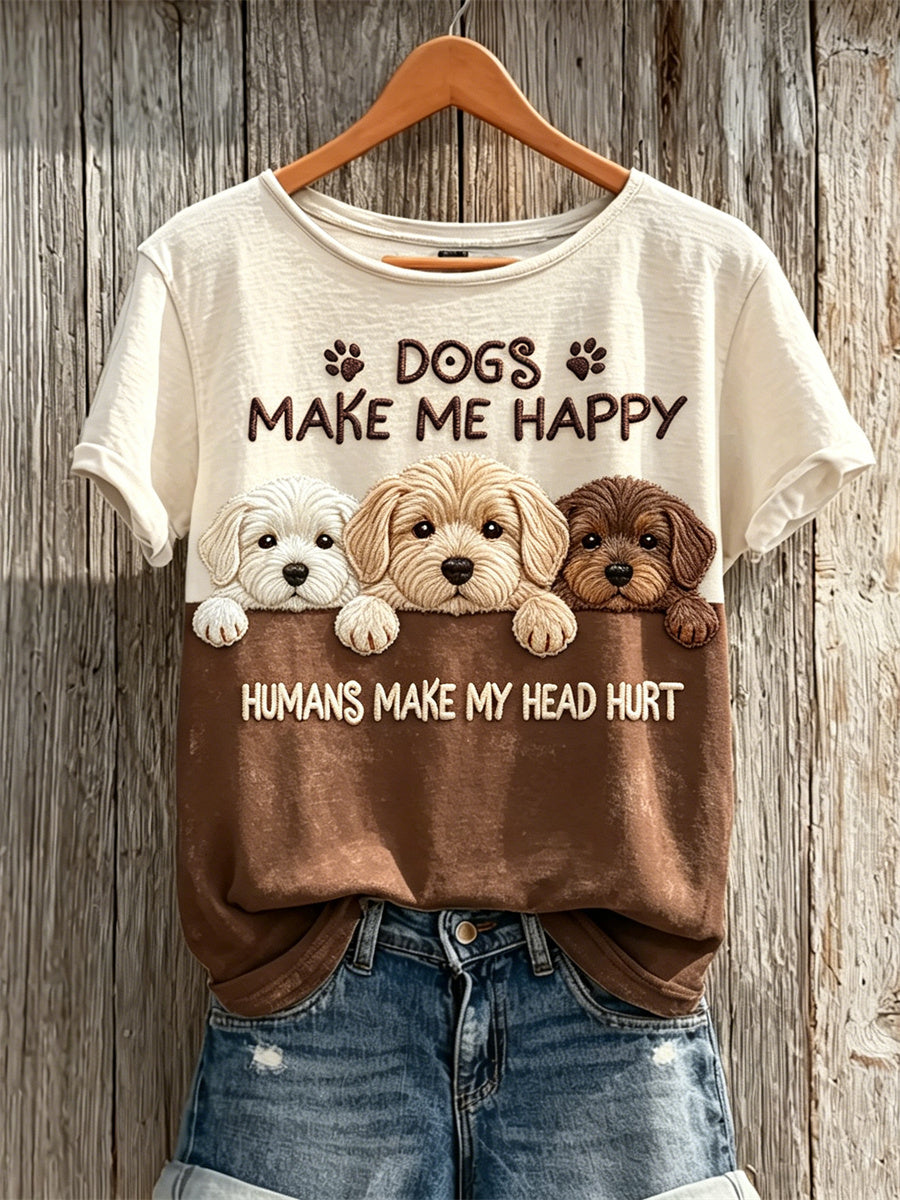 Frauen Peeking Golden Retriever Hunde machen mich glücklich Menschen machen meinen Kopf weh kurz ärmel iges T-Shirt