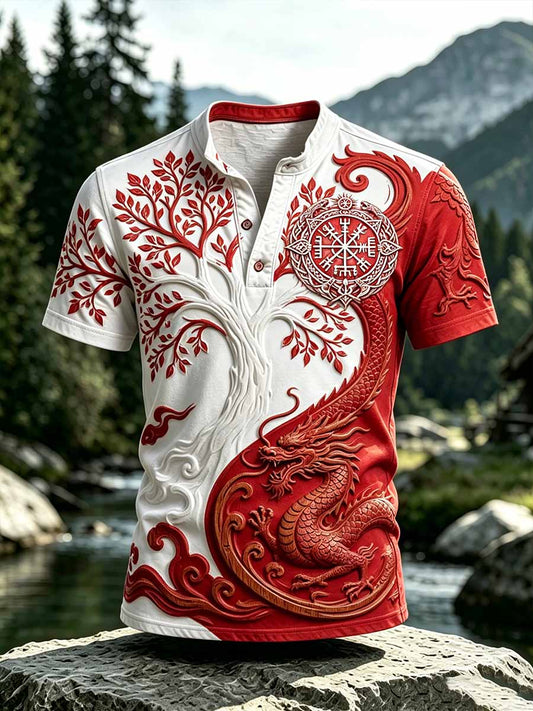 Herren Vintage Wikinger Baum des Lebens gedruckt lässig T-Shirt