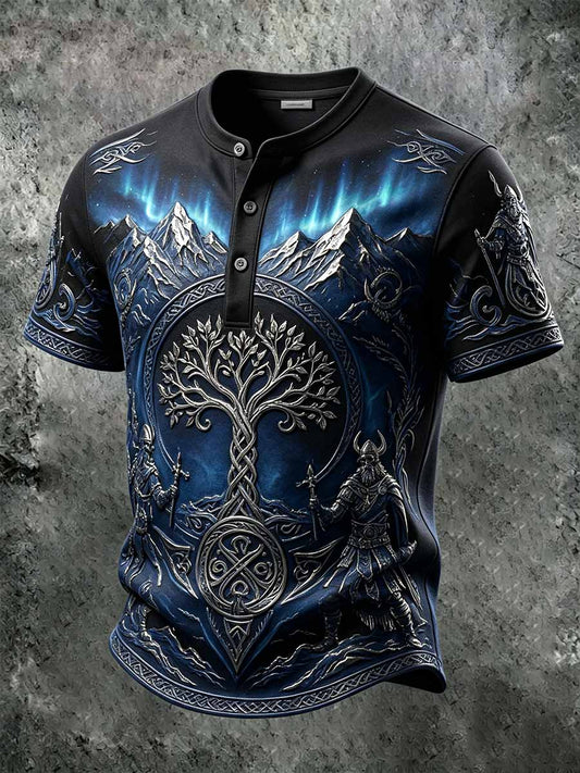 Herren Retro Wikinger Krieger Print Casual T-Shirt