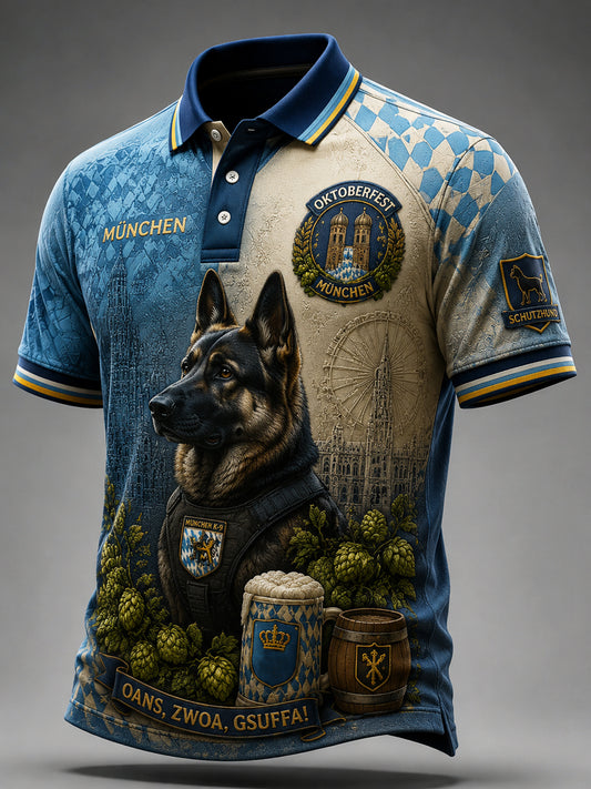 Lässiges Poloshirt im Retro-Münchner-Stil für Bierliebhaber