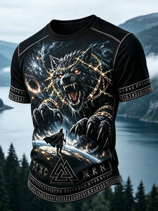 Herren Vintage Viking Print Casual T-Shirt