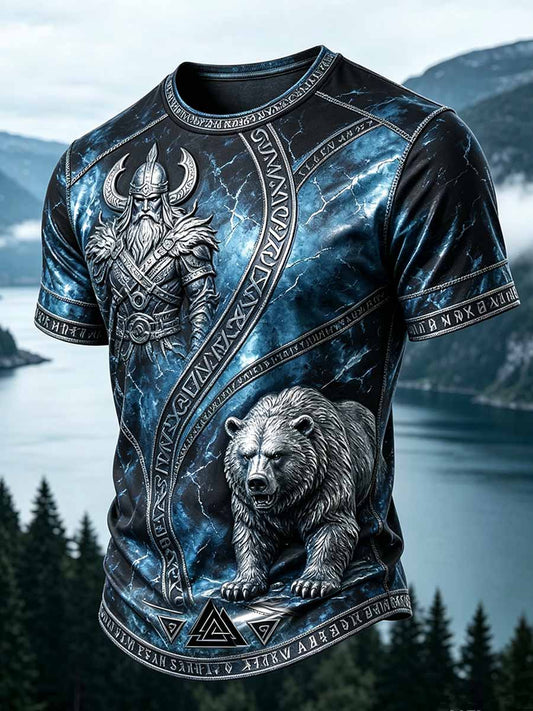 Herren-Lässiges T-Shirt im Vintage-Viking-Print