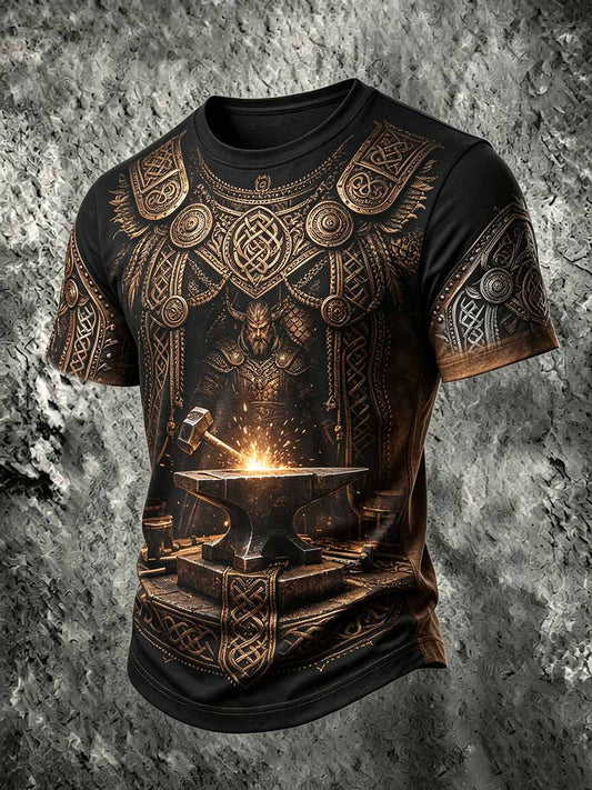 Herren Vintage Viking Print T-Shirt