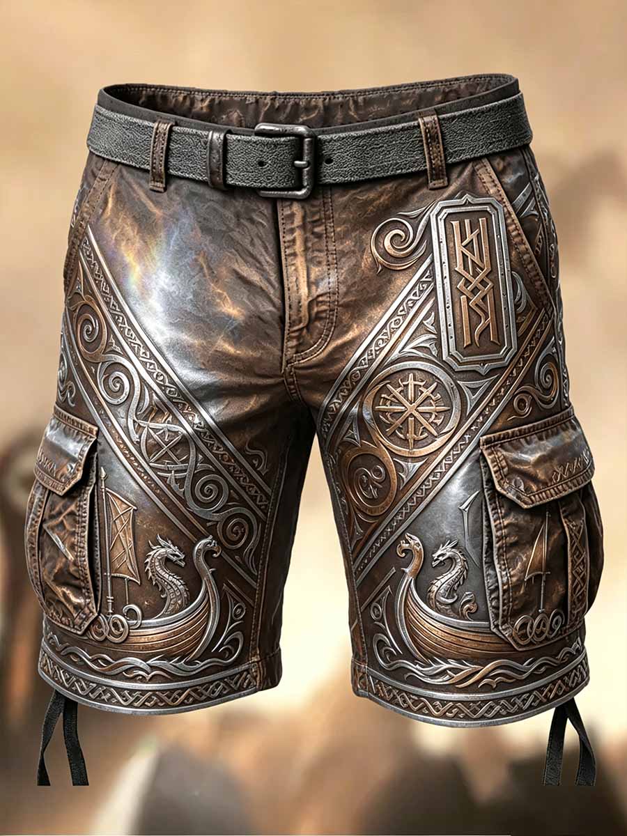 Herren Retro Viking Print Freizeit shorts
