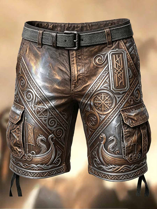 Herren Retro Viking Print Freizeit shorts