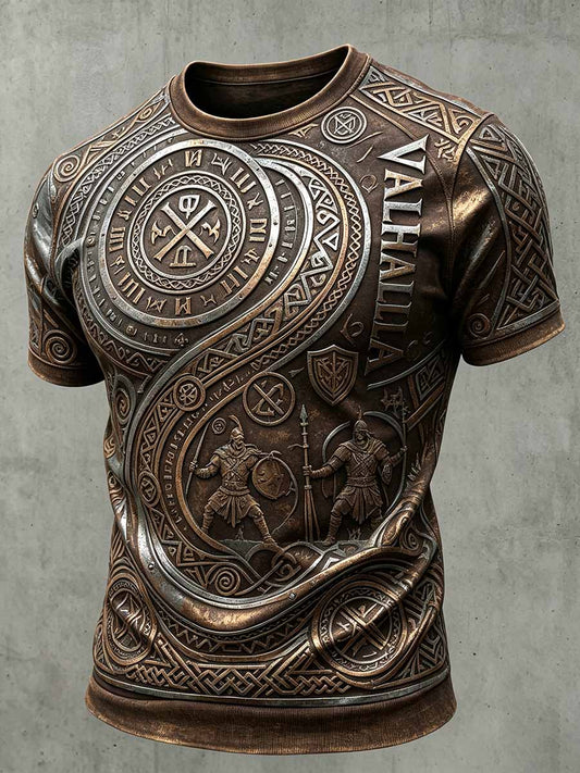 Herren-Lässiges T-Shirt im Vintage-Viking-Print