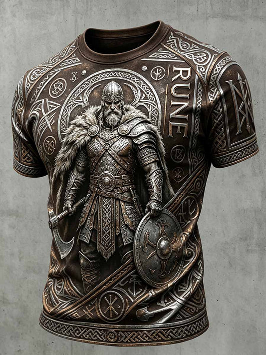 Herren-Lässiges T-Shirt im Vintage-Viking-Print