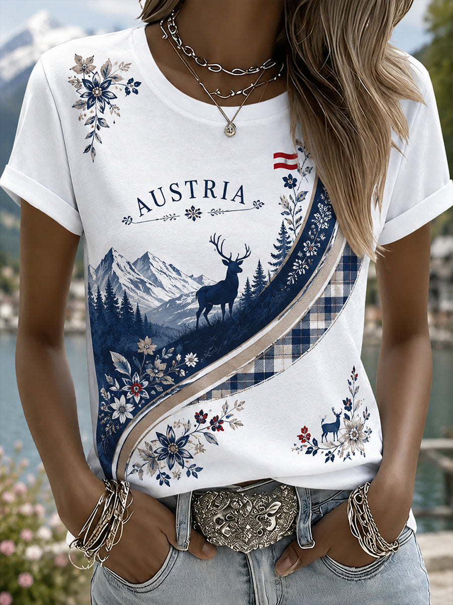 Frauen Österreich ische Natur elemente Gedenk kunst Druck T-Shirt