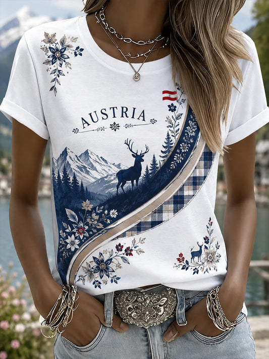 Frauen Österreich ische Natur elemente Gedenk kunst Druck T-Shirt
