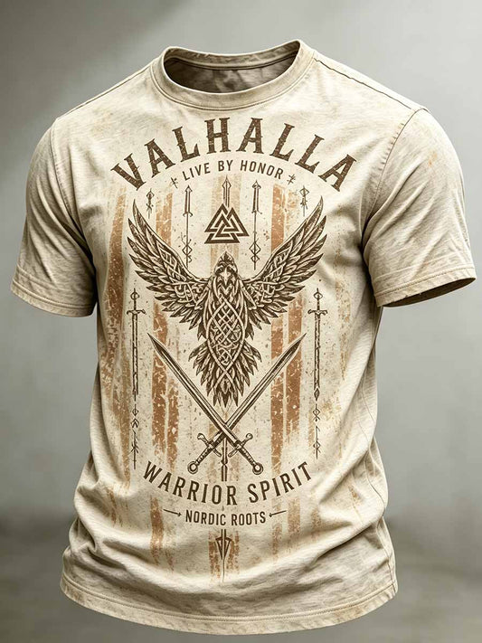 Herren-Vintage-T-Shirt mit Wikinger-Muster