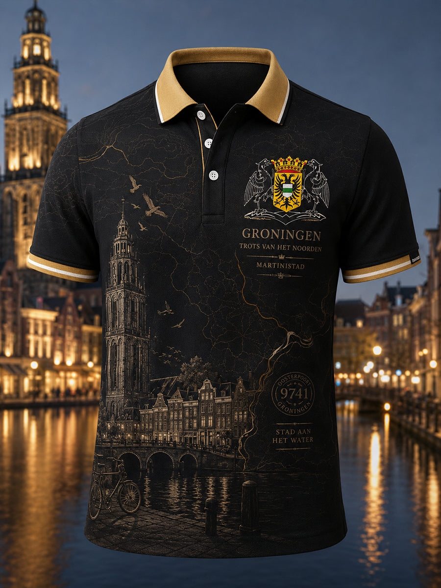 Kurzarm-Polos hirt für Herren mit städtischem Gedenk-Grafik druck