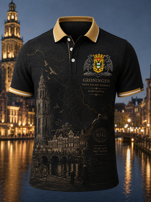 Kurzarm-Polos hirt für Herren mit städtischem Gedenk-Grafik druck