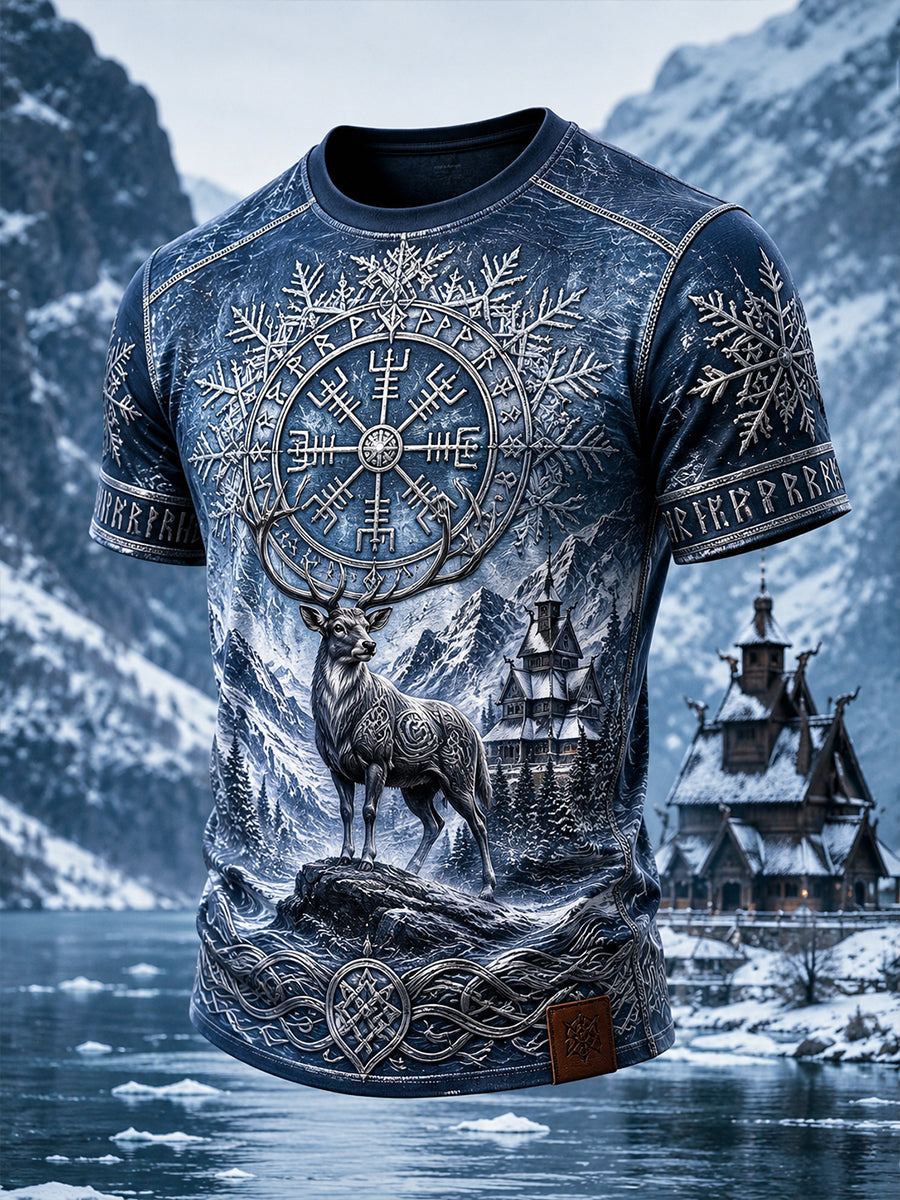Vintage Wikinger-/Nordische Kunstdruck-Lässiges T-Shirt