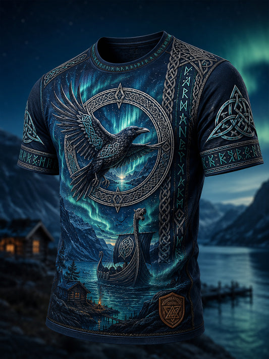 Vintage Viking Norse Kunstdruck Casual T-Shirt