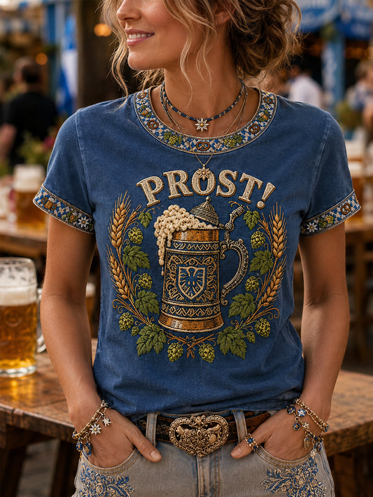 Oktoberfest der Frauen: Prost! Bedrucktes Freizeit-T-Shirt