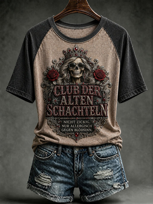 Frauen-T-Shirt mit witzigem Slogan-Print und Rundhalsausschnitt