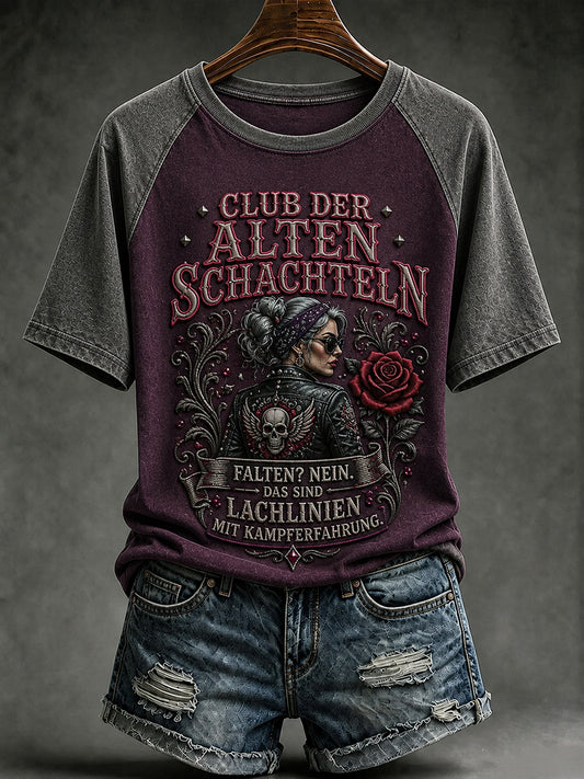Frauen-T-Shirt mit witzigem Slogan-Print und Rundhalsausschnitt