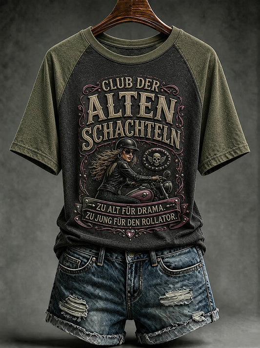 Frauen-T-Shirt mit witzigem Slogan-Print und Rundhalsausschnitt