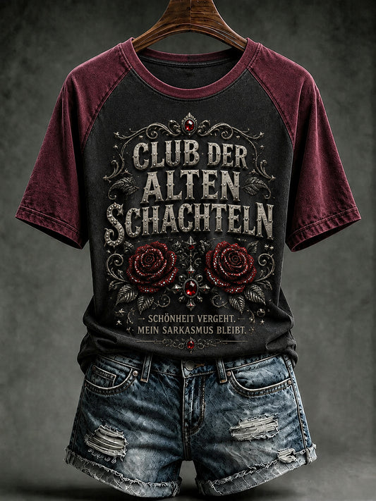 Frauen-T-Shirt mit witzigem Slogan-Print und Rundhalsausschnitt