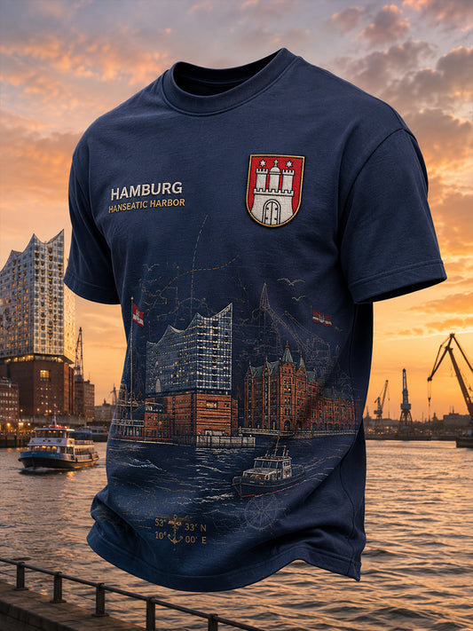Herren-T-Shirt mit kurzen Ärmeln und urbanem, erinnerungsträchtigem Grafikdruck