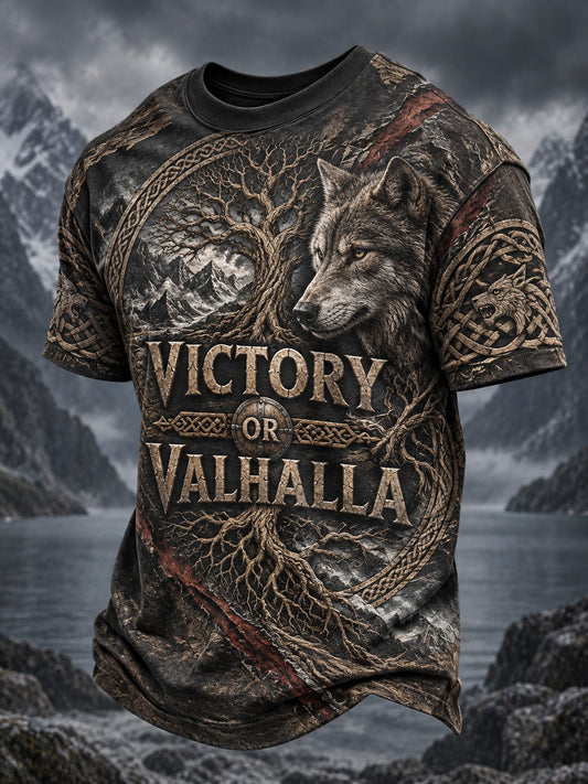 Herren-T-Shirt mit Druck „Viking Victory“ oder „Valhalla“