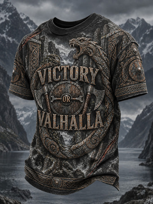 Herren-T-Shirt mit Druck „Viking Victory“ oder „Valhalla“