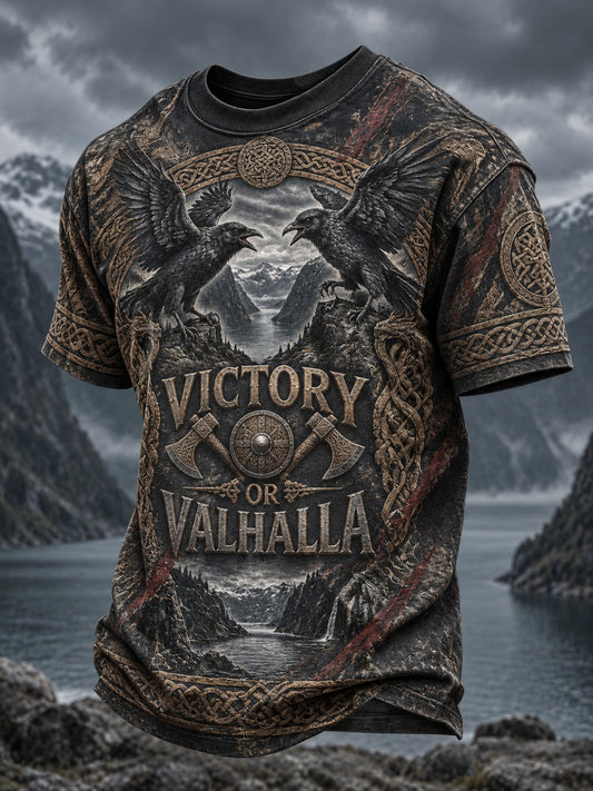 Herren-T-Shirt mit Druck „Viking Victory“ oder „Valhalla“