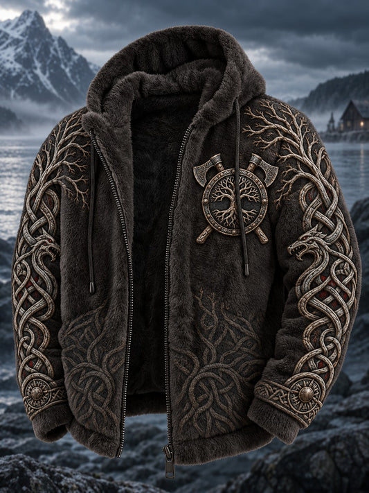 Herren-Viking-Flanellmantel mit Aufdruck