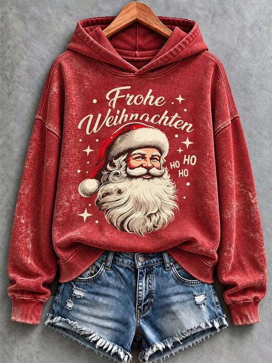 Women's Retro Christmas Santa Print Sweatshirt