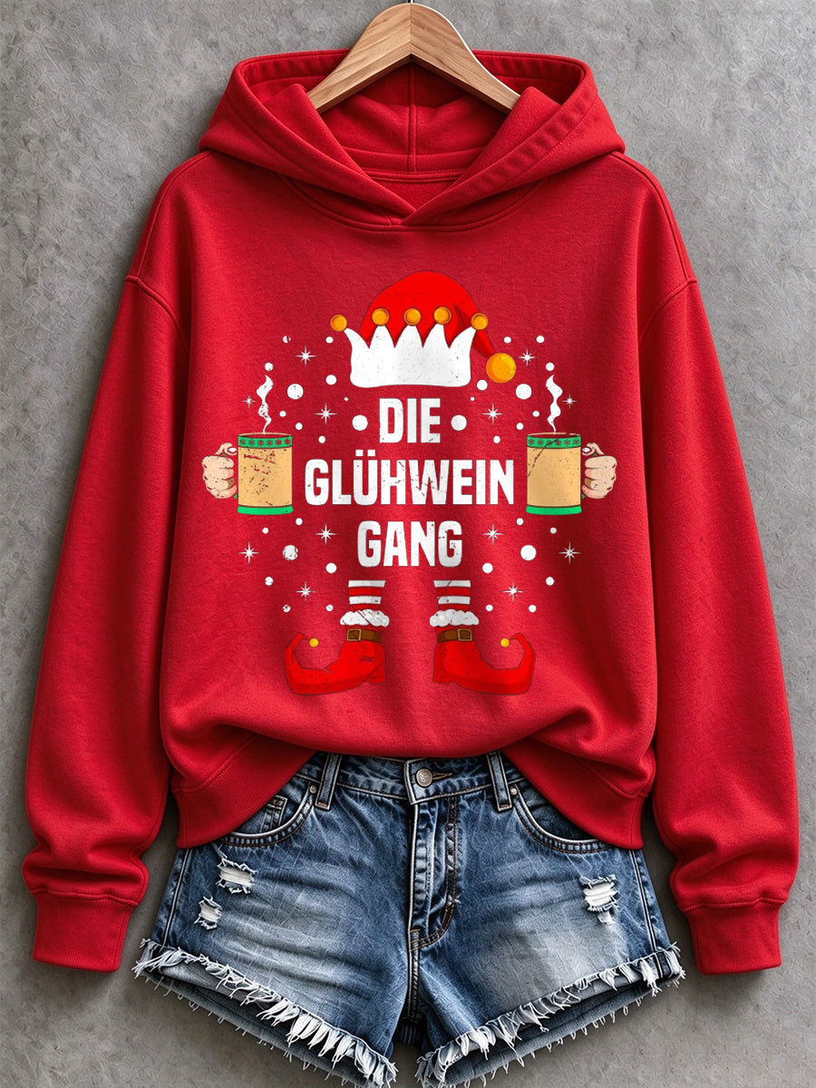 Weihnachts-Kapuzenpullover für Damen mit Muster, lässig