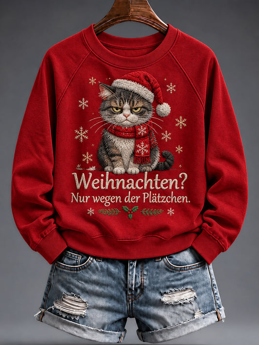 Weihnachtlicher, witziger Damen-Sweatshirt mit Tiermotiv