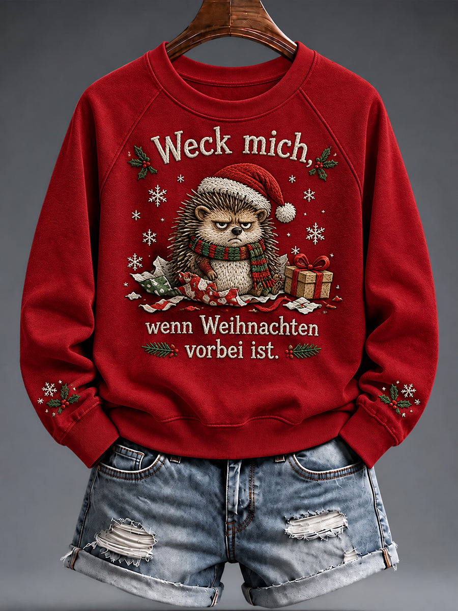 Weihnachtlicher, witziger Damen-Sweatshirt mit Tiermotiv