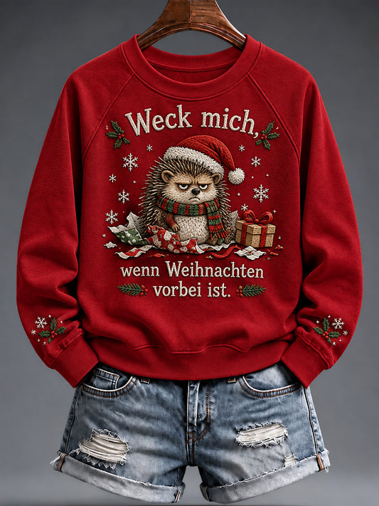 Weihnachtlicher, witziger Damen-Sweatshirt mit Tiermotiv
