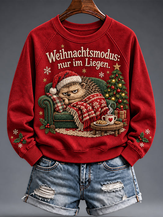 Weihnachtlicher, witziger Damen-Sweatshirt mit Tiermotiv