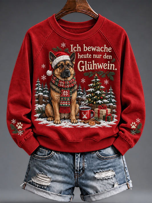 Weihnachtlicher, witziger Damen-Sweatshirt mit Tiermotiv