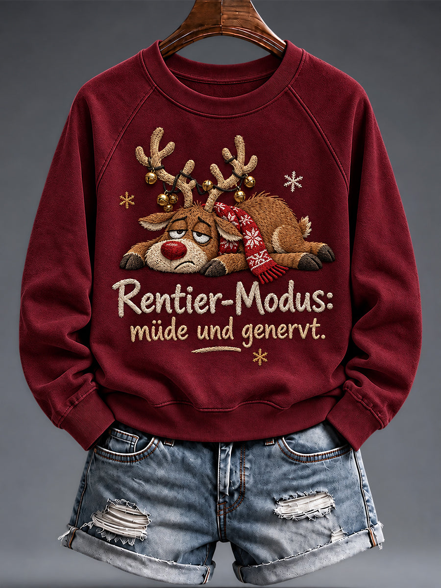 Weihnachtlicher, witziger Damen-Sweatshirt mit Tiermotiv