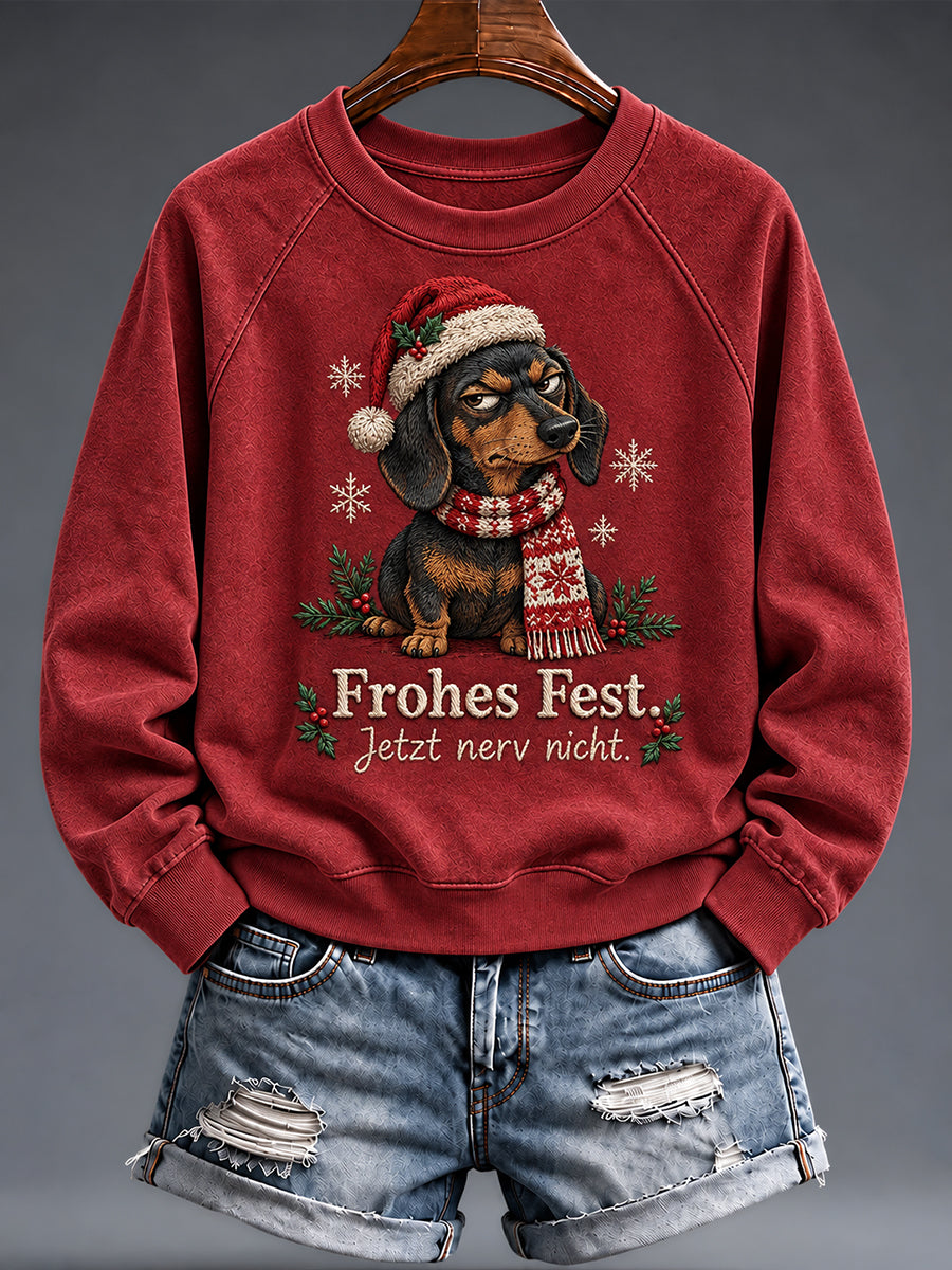 Weihnachtlicher, witziger Damen-Sweatshirt mit Tiermotiv