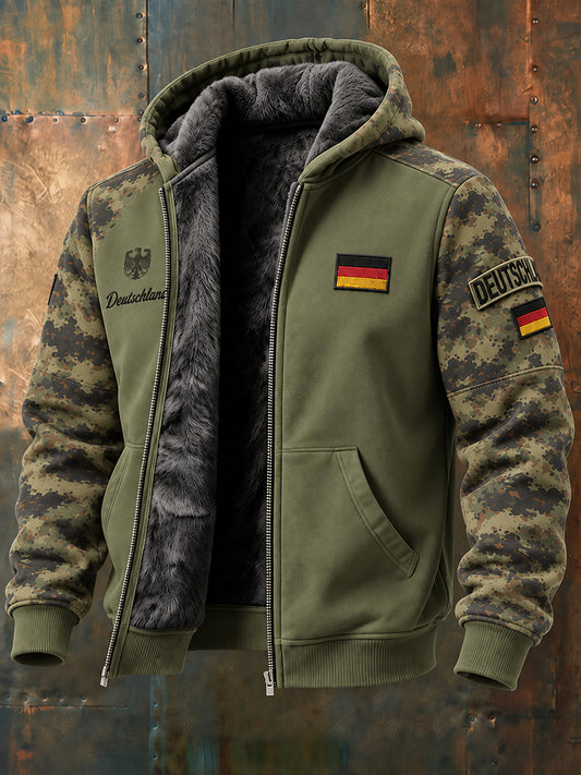 Herren Camouflage Langarm Kapuzen jacke mit Veteranen-Gedenk druck