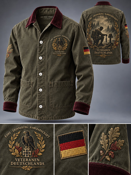 Herren-Poloshirt mit langen Ärmeln und militärischen Veteranen-Motiven
