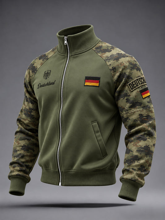 Langärmliges Herren jacke mit Tarnung und Veteranen-Gedenk druck