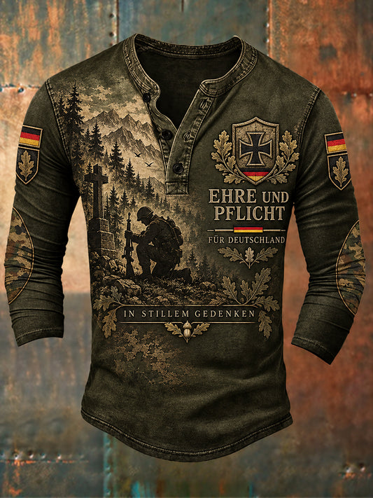 Herren-Longsleeve mit grafischem Print zum Thema Militärveteranen