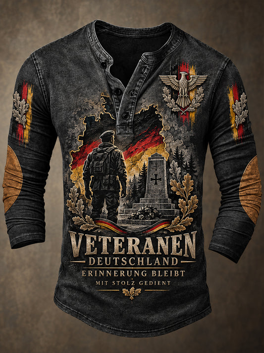 Herren-Longsleeve mit grafischem Print zum Thema Militärveteranen