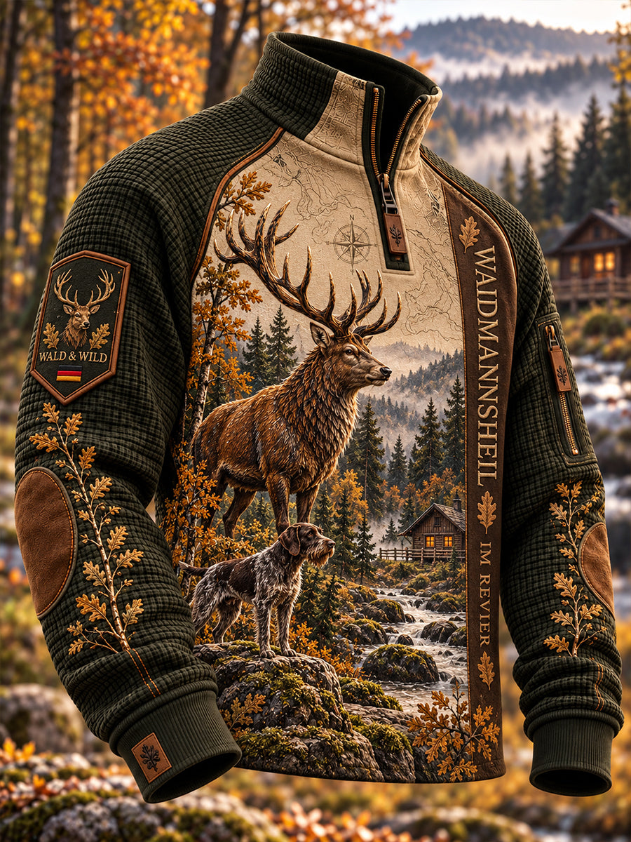 Herren-Kapuzenpullover mit Reißverschluss für die deutsche Jagdsaison