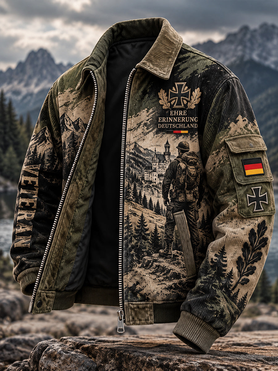 Herren-Gedenkjacke mit grafischem Print für Veteranen